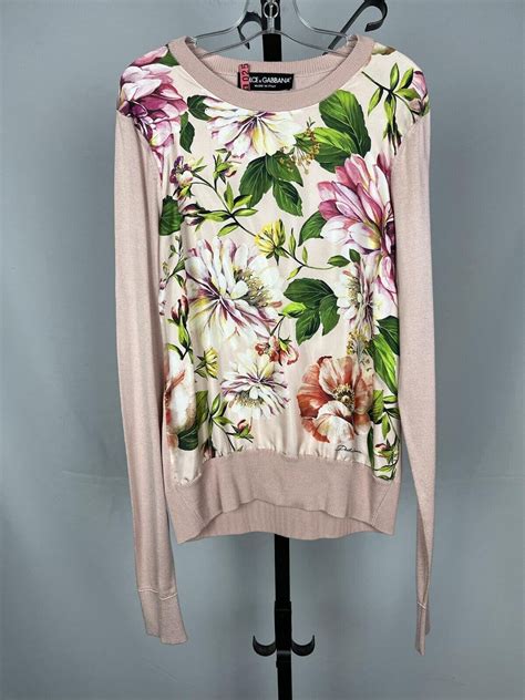 dolce gabbana silk floral panel sweater|dolce and gabbana turtleneck.